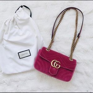 Gucci pink GG Marmont mini quilted velvet bag